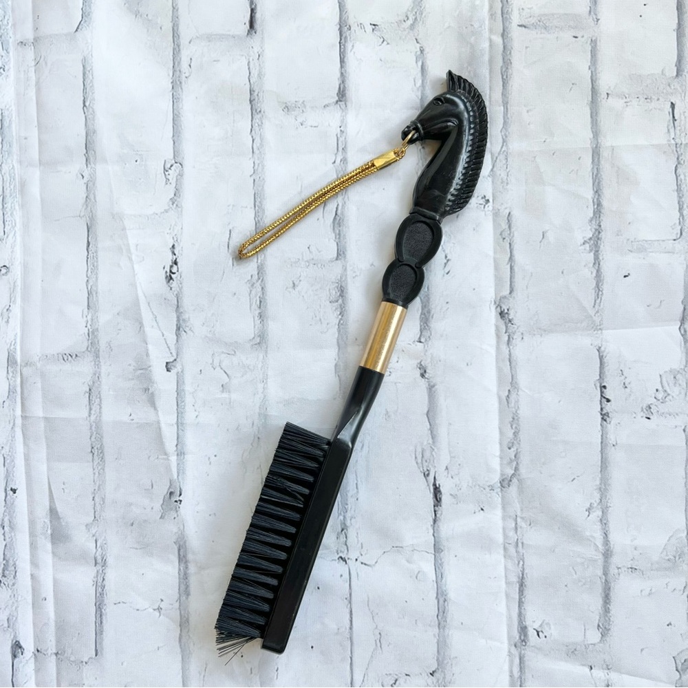 VTG MCM Black Plastic Horse Head Clothes Brush – Made in Japan, Equestrian Decor